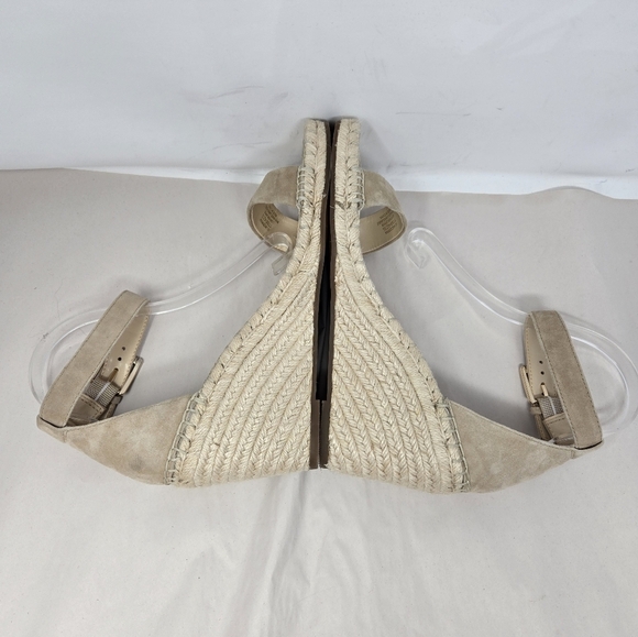 Vince Camuto Womens Wedge Espadrilles Sz 11M Tan Suede Adj. Ankle Straps - Picture 5 of 15